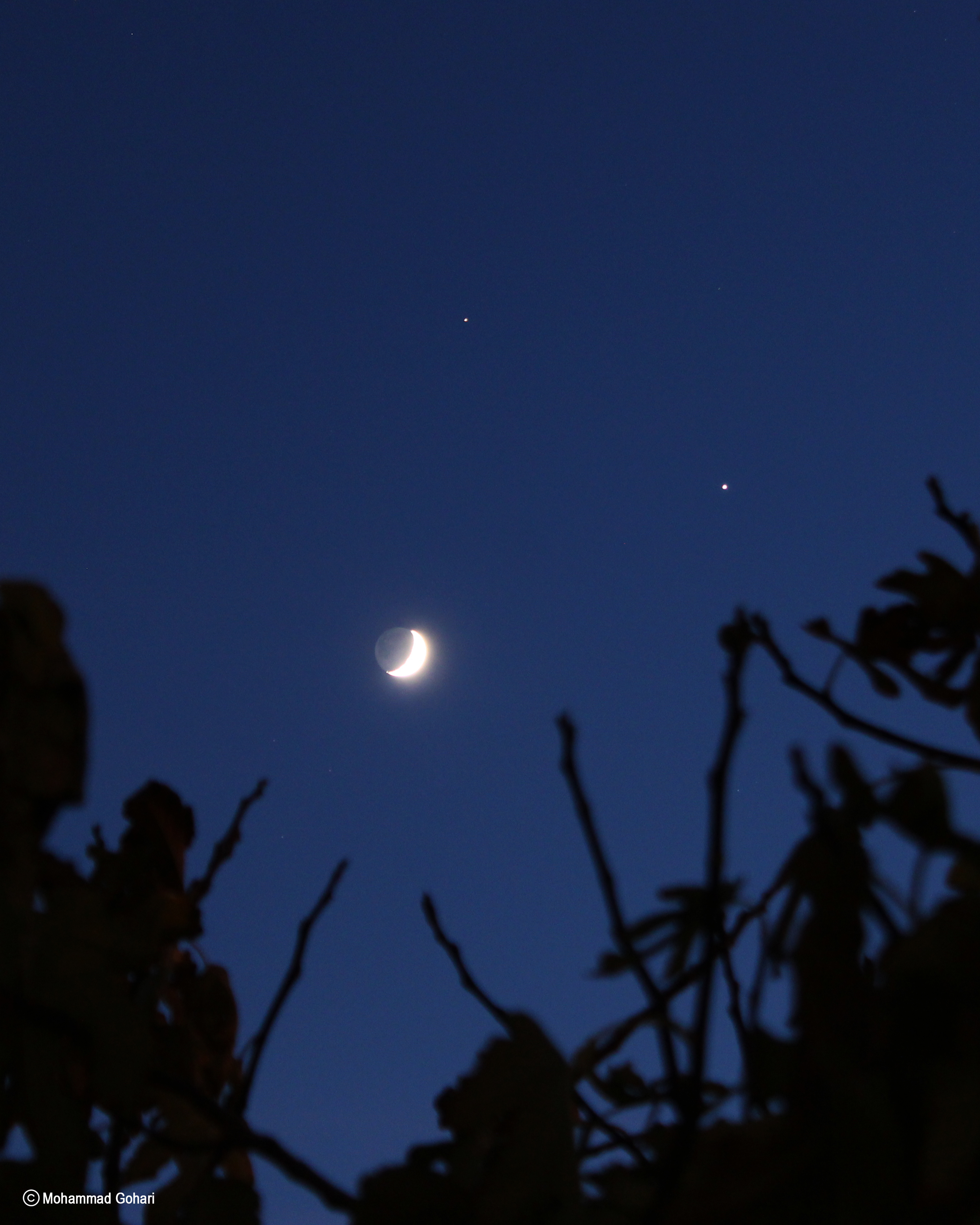 هم‌نشینی هلال ماه با غول های گازی منظومه شمسی در شامگاه ۲۹ آبان