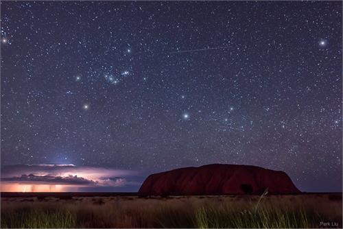 Lightning and Orion Beyond Uluru